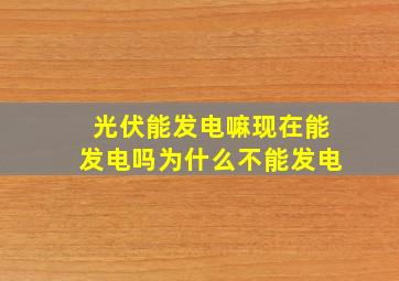 光伏能发电嘛现在能发电吗为什么不能发电