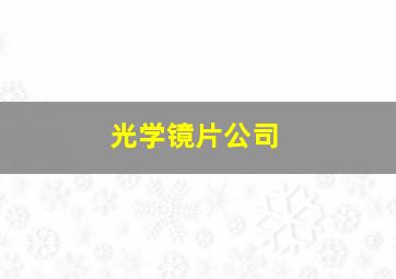 光学镜片公司