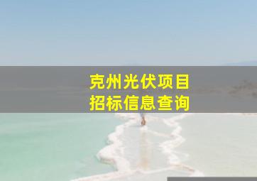 克州光伏项目招标信息查询