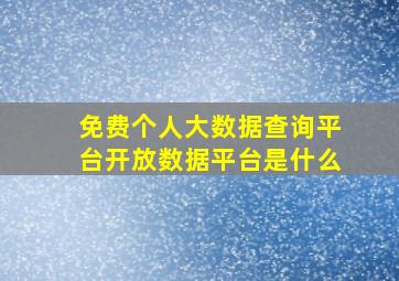 免费个人大数据查询平台开放数据平台是什么