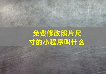 免费修改照片尺寸的小程序叫什么