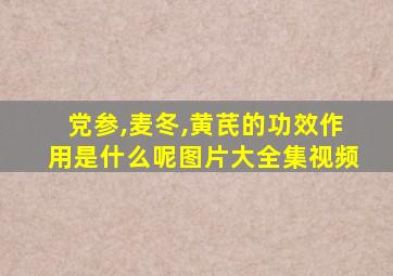 党参,麦冬,黄芪的功效作用是什么呢图片大全集视频