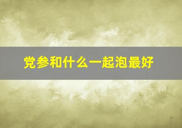 党参和什么一起泡最好