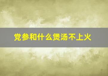 党参和什么煲汤不上火