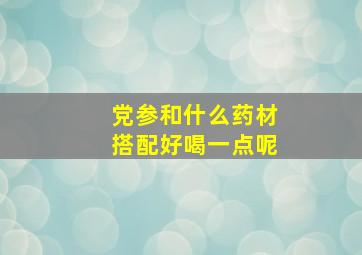 党参和什么药材搭配好喝一点呢