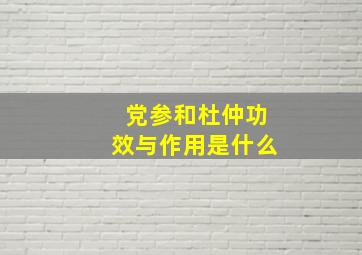 党参和杜仲功效与作用是什么