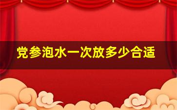 党参泡水一次放多少合适