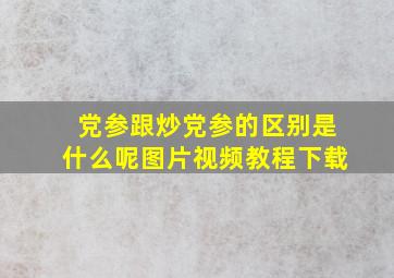 党参跟炒党参的区别是什么呢图片视频教程下载