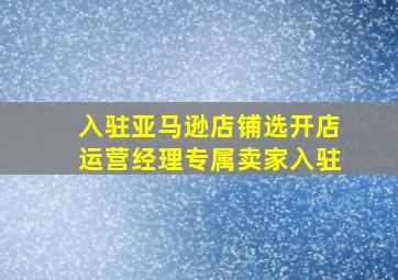 入驻亚马逊店铺选开店运营经理专属卖家入驻