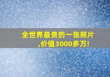 全世界最贵的一张照片,价值3000多万!