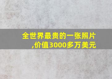 全世界最贵的一张照片,价值3000多万美元