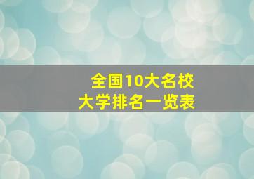 全国10大名校大学排名一览表