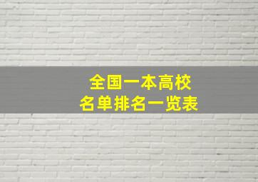 全国一本高校名单排名一览表