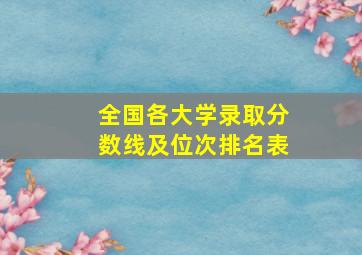 全国各大学录取分数线及位次排名表