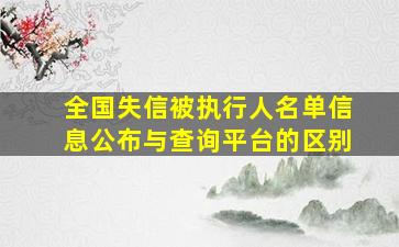 全国失信被执行人名单信息公布与查询平台的区别