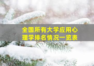 全国所有大学应用心理学排名情况一览表