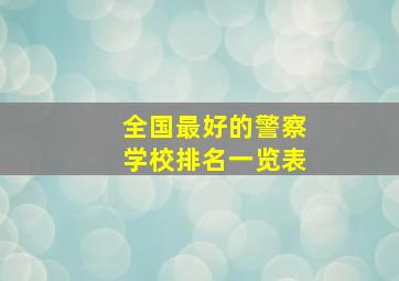 全国最好的警察学校排名一览表