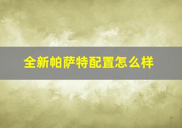 全新帕萨特配置怎么样