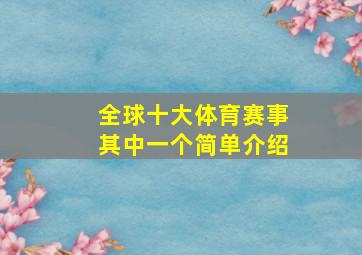 全球十大体育赛事其中一个简单介绍