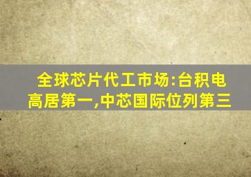 全球芯片代工市场:台积电高居第一,中芯国际位列第三