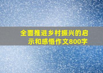 全面推进乡村振兴的启示和感悟作文800字