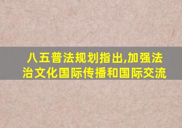 八五普法规划指出,加强法治文化国际传播和国际交流