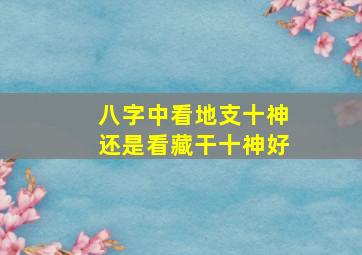 八字中看地支十神还是看藏干十神好