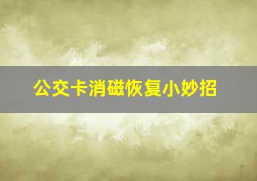 公交卡消磁恢复小妙招