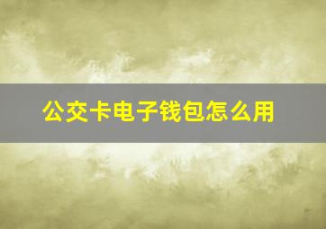 公交卡电子钱包怎么用