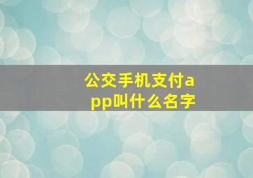 公交手机支付app叫什么名字