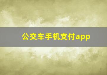 公交车手机支付app