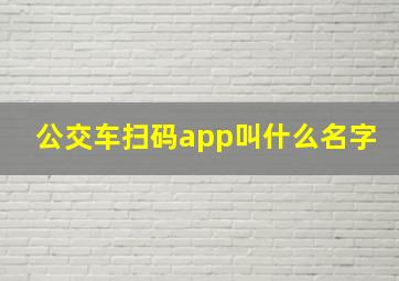 公交车扫码app叫什么名字