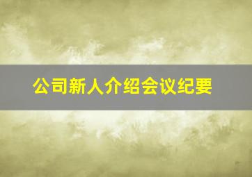 公司新人介绍会议纪要