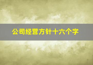 公司经营方针十六个字