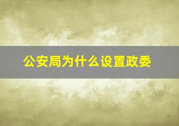 公安局为什么设置政委