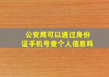 公安局可以通过身份证手机号查个人信息吗