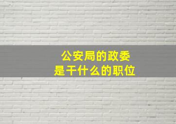 公安局的政委是干什么的职位