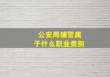 公安局辅警属于什么职业类别