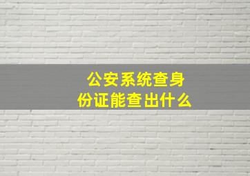 公安系统查身份证能查出什么