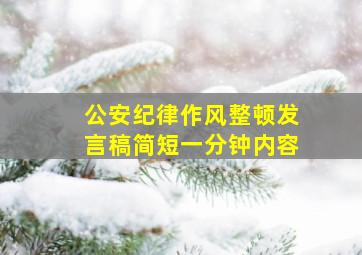 公安纪律作风整顿发言稿简短一分钟内容