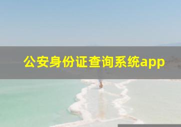 公安身份证查询系统app