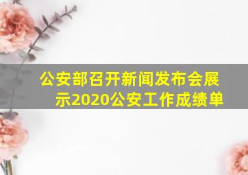 公安部召开新闻发布会展示2020公安工作成绩单