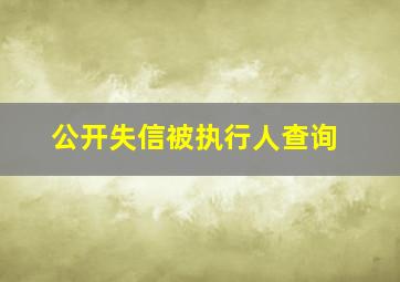 公开失信被执行人查询