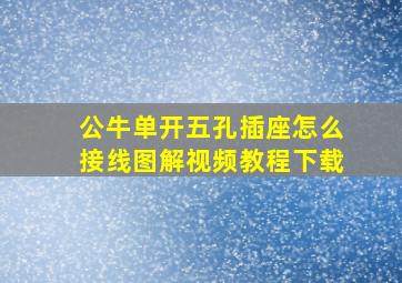 公牛单开五孔插座怎么接线图解视频教程下载