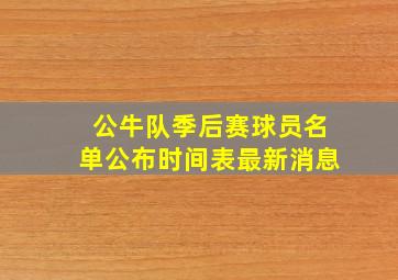 公牛队季后赛球员名单公布时间表最新消息