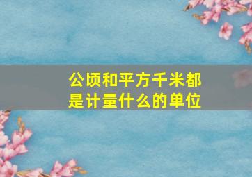 公顷和平方千米都是计量什么的单位