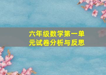 六年级数学第一单元试卷分析与反思