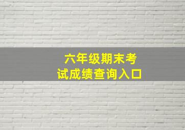 六年级期末考试成绩查询入口