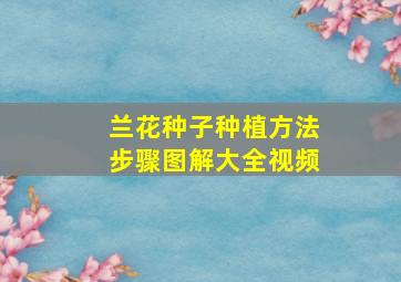 兰花种子种植方法步骤图解大全视频