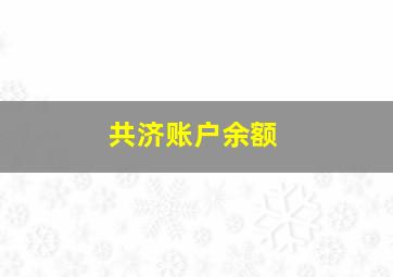 共济账户余额